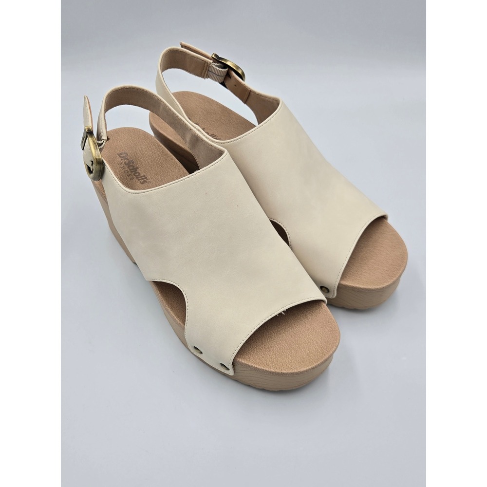 Dr. Scholl's Womens 9 Wrenlee Whitecap Wedge Sandals Cream Platform Slingback